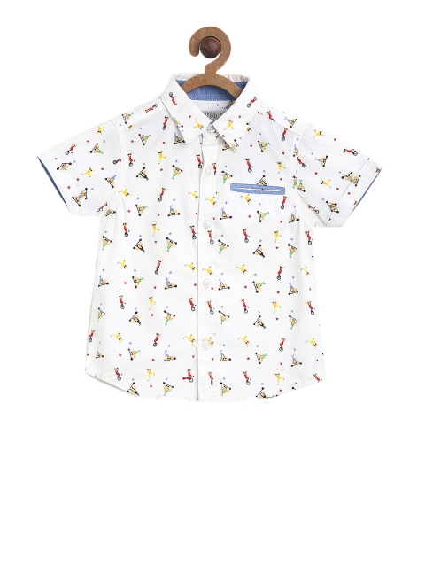 

MINI KLUB Boys Off-White Regular Fit Printed Casual Shirt