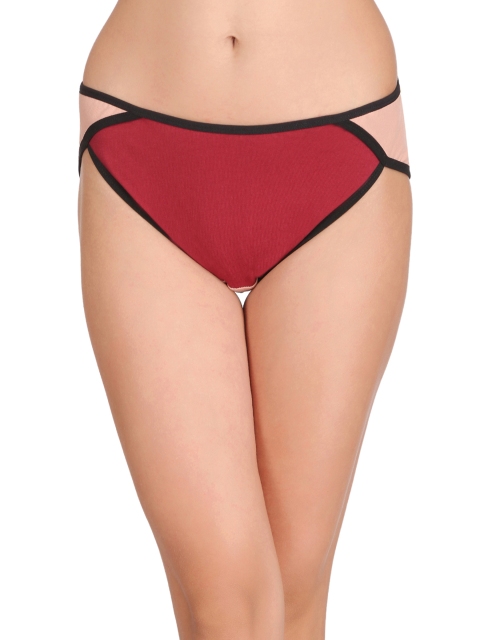 

Clovia Women Maroon And Peach Colourblocked Bikini Briefs PN2015P09