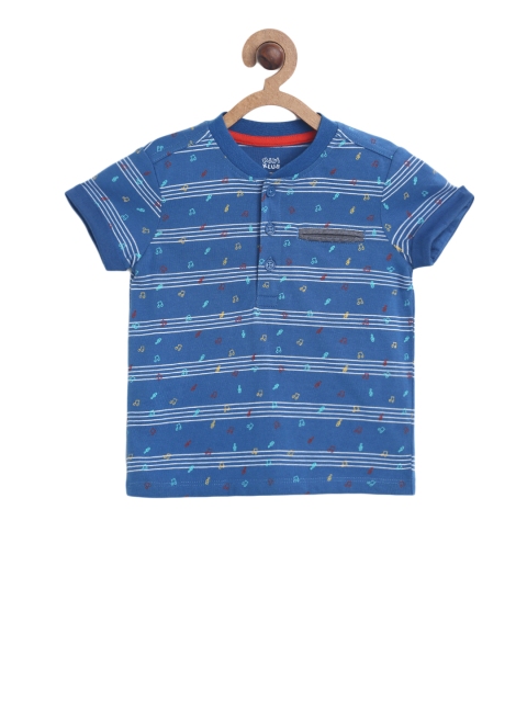 

MINI KLUB Boys Blue Printed Round Neck T-shirt