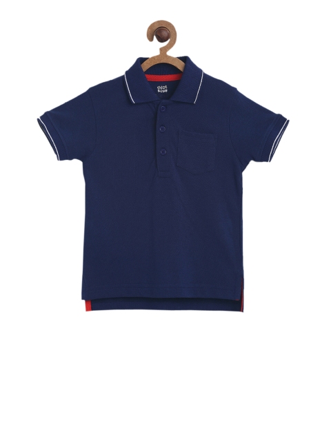 

MINI KLUB Boys Navy Blue Solid Polo Collar T-shirt