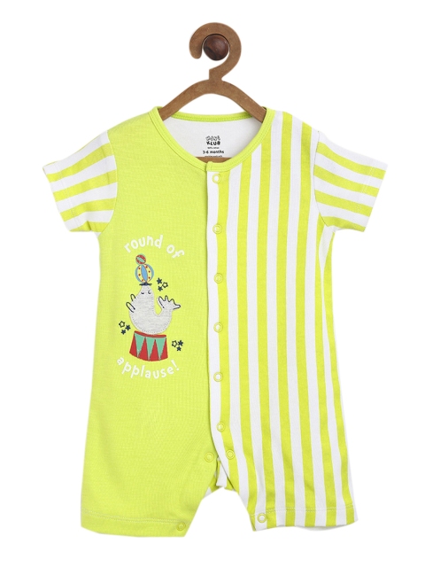 

MINI KLUB Boys Lime Green And White Striped Romper