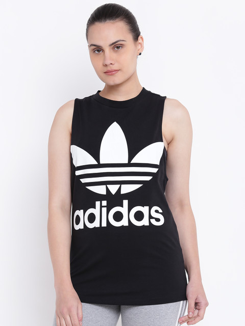 

ADIDAS Originals Women Black TREFOIL Printed Tank Top