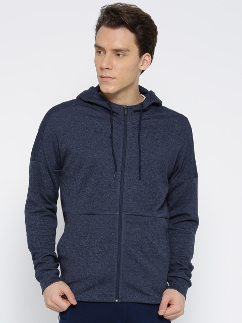 

ADIDAS Men Navy ID STADIUM FZ Solid Hooded Sweatshirt, Navy blue