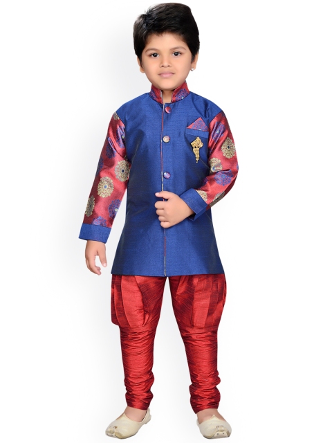 

AJ Dezines Boys Maroon & Blue Printed Sherwani