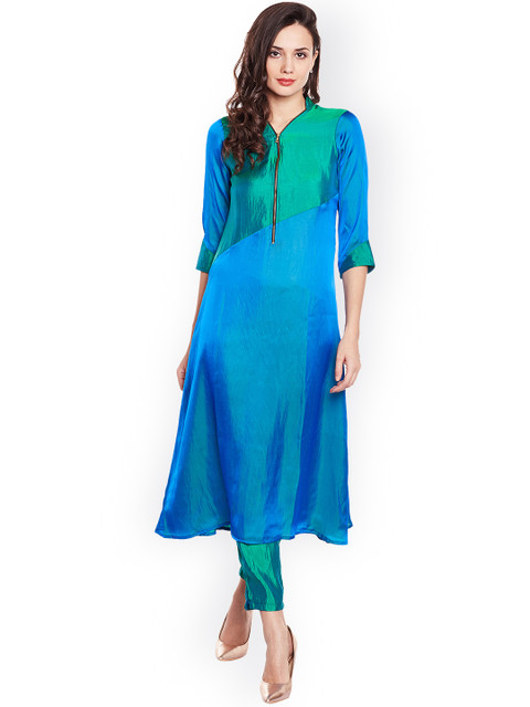 

Azira Women Teal & Green Solid Kurta with Trousers