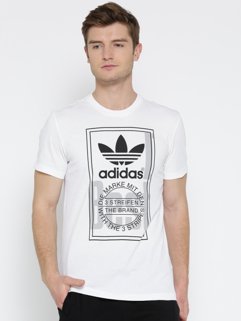 

ADIDAS Originals Men White Tongue Label Printed Round Neck T-shirt