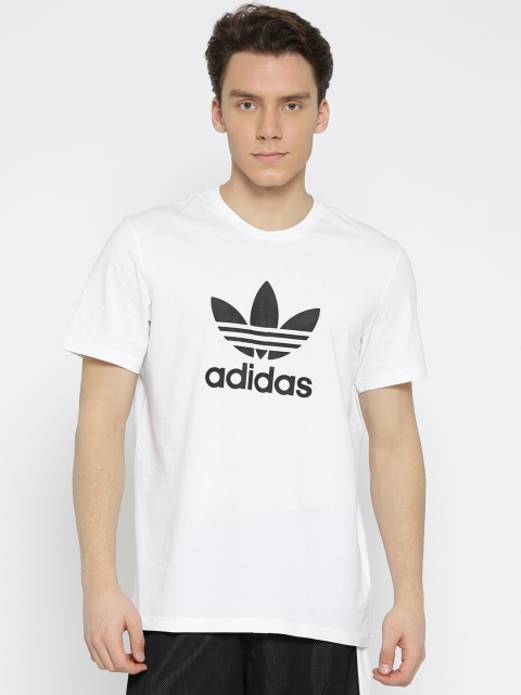 

ADIDAS Originals Men White TREFOIL Printed Round Neck T-shirt