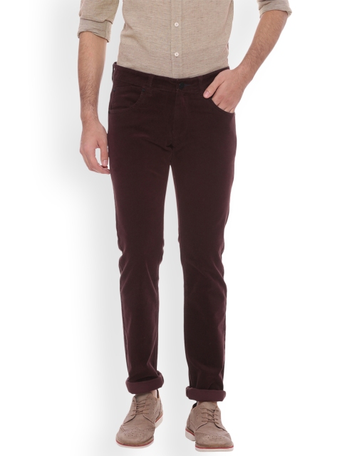 

Basics Men Maroon Skinny Fit Self Design Chinos