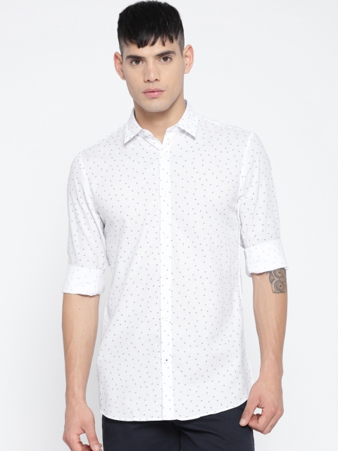 

Jack & Jones Men White Slim Fit Printed Smart Casual Shirt