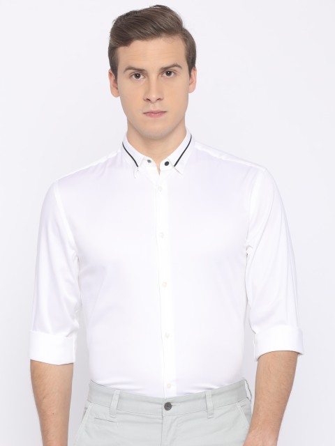 

Jack & Jones Men White Slim Fit Solid Smart Casual Shirt