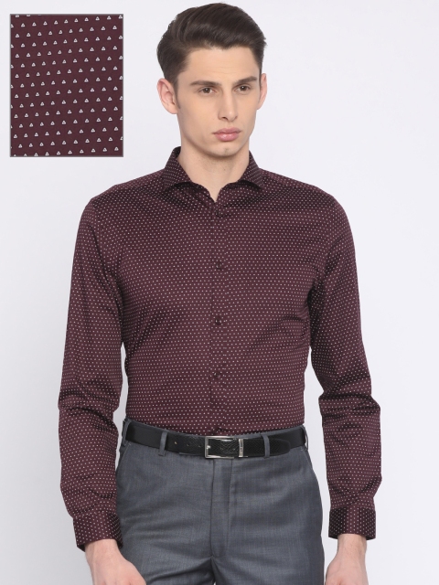 

Jack & Jones Men Maroon Slim Fit Printed Formal Shirt
