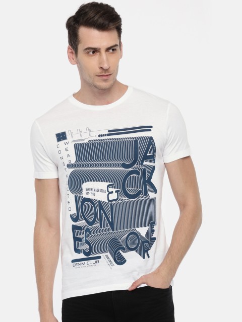 

Jack & Jones Men White Printed Round Neck T-shirt