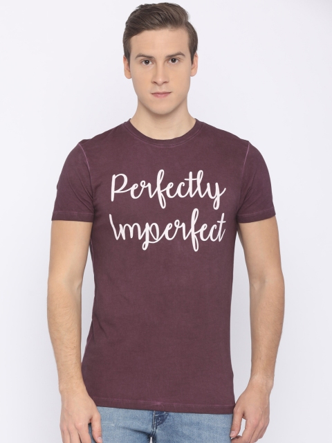 

Jack & Jones Men Maroon Printed Round Neck T-shirt