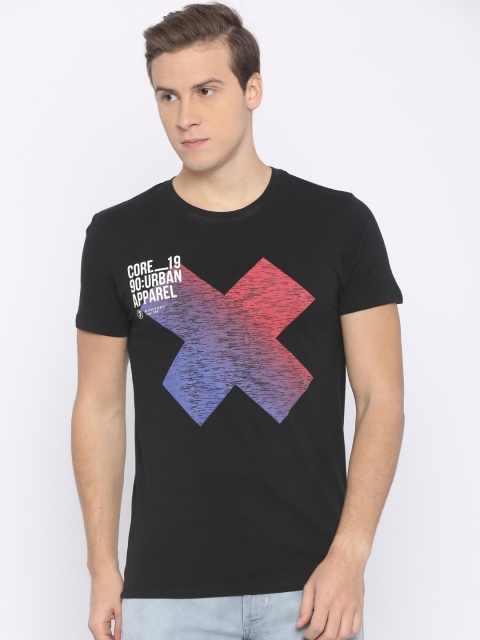 

Jack & Jones Men Black Printed Round Neck T-shirt