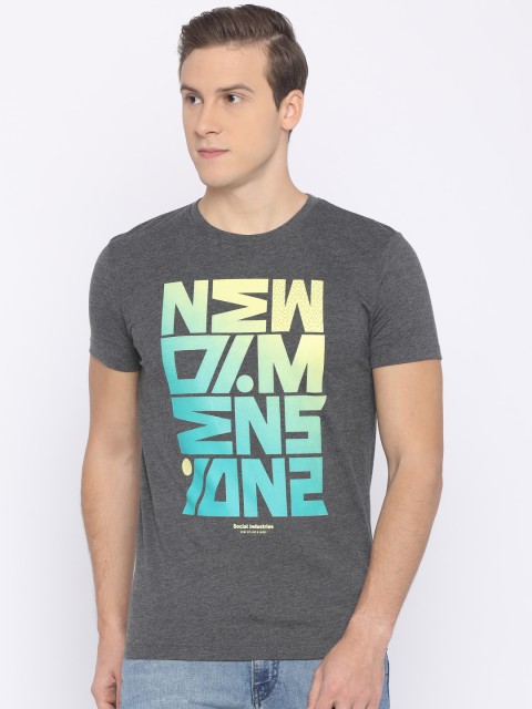 

Jack & Jones Men Grey Printed Round Neck T-shirt