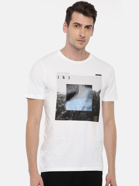 

Jack & Jones Men White Printed Round Neck T-shirt