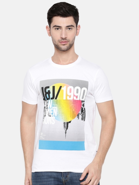 

Jack & Jones Men White Printed Round Neck T-shirt