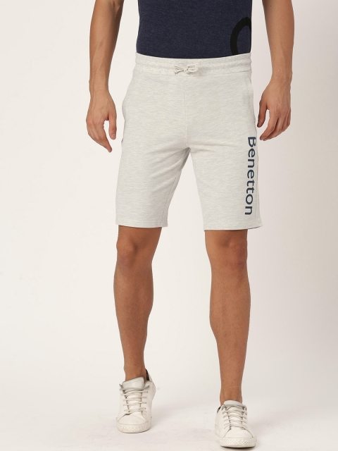 

United Colors of Benetton Men Grey Melange Solid Shorts