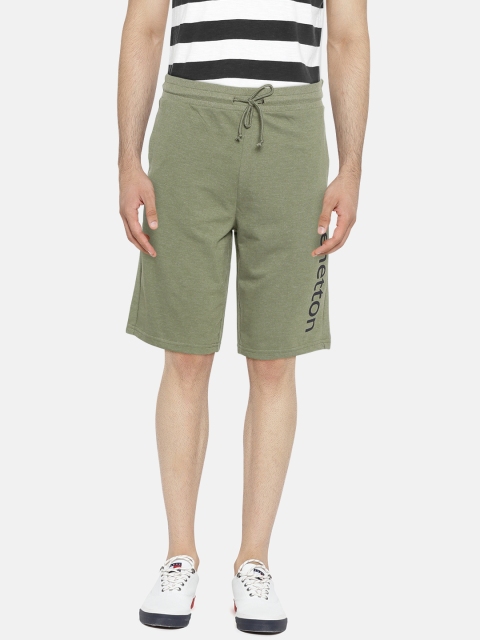 

United Colors of Benetton Men Olive Green Solid Regular Fit Shorts