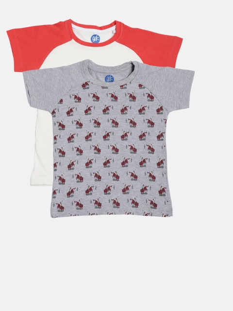 

YK Boys Pack of 2 Printed Tshirts, Grey