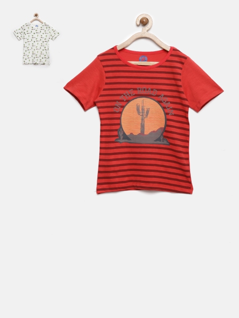 

YK Boys Pack of 2 Printed T-shirts, Red