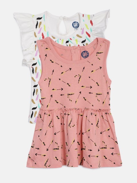

YK Girls Pink Pack of 2 Printed Tops