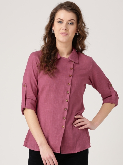 

Desi Fusion Women Pink Regular Fit Solid Casual Shirt