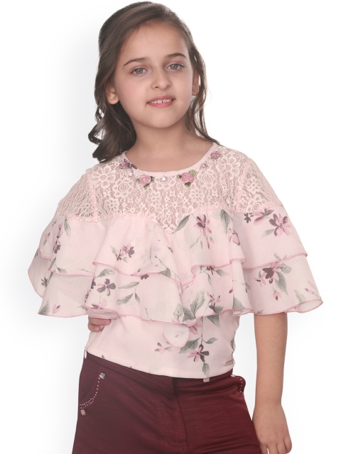 

CUTECUMBER Girls Pink Floral Printed Top