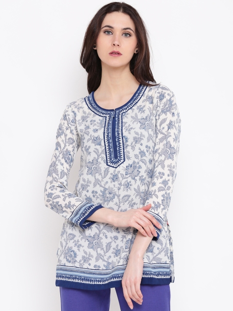 

Biba Off-White & Navy Printed Kurti