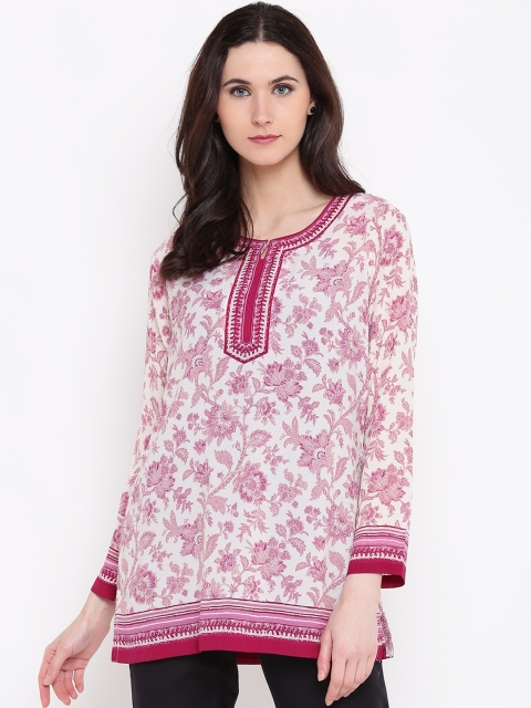 

Biba Off-White & Magenta Printed Kurti