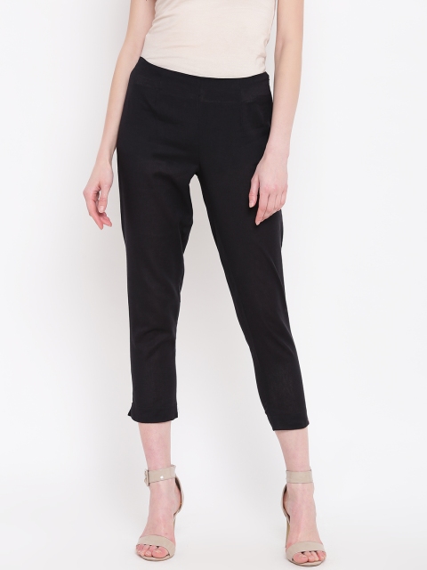 

Biba Women Black Solid Cropped Trousers