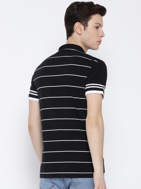 

Levis Men Black & White Polo Collar T-shirt with Striped Back