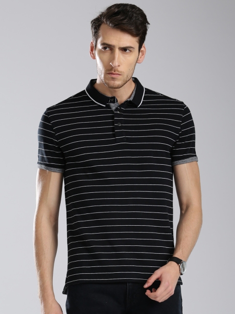 

Levis Men Black Striped Polo Collar T-shirt