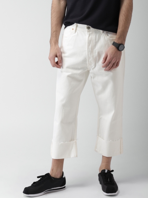

Levis Men White Straight Fit Mid-Rise Clean Look Jeans 501P