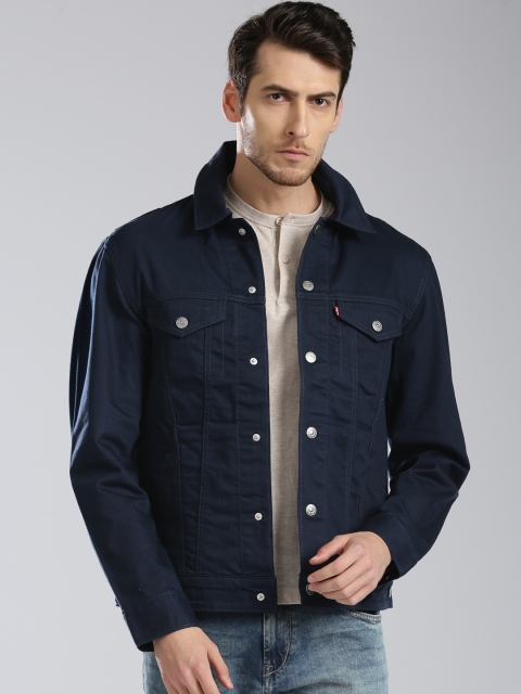

Levis Men Blue Solid Denim Jacket