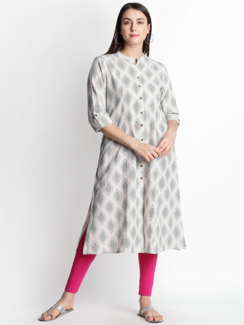 

RANGMANCH BY PANTALOONS Women Beige Printed A-Line Kurta