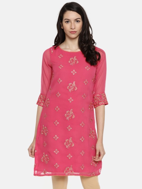 

TRISHAA BY PANTALOONS Women Pink Embroidered A-Line Kurta