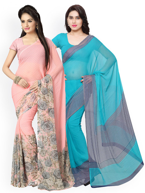 

Vaamsi Pack of Two Printed Sarees, Blue