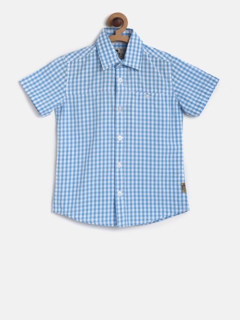 

Flying Machine Boys Blue & White Regular Fit Checked Casual Shirt