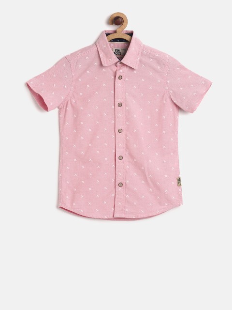 

Flying Machine Boys Pink Regular Fit Printed Casual Shirt