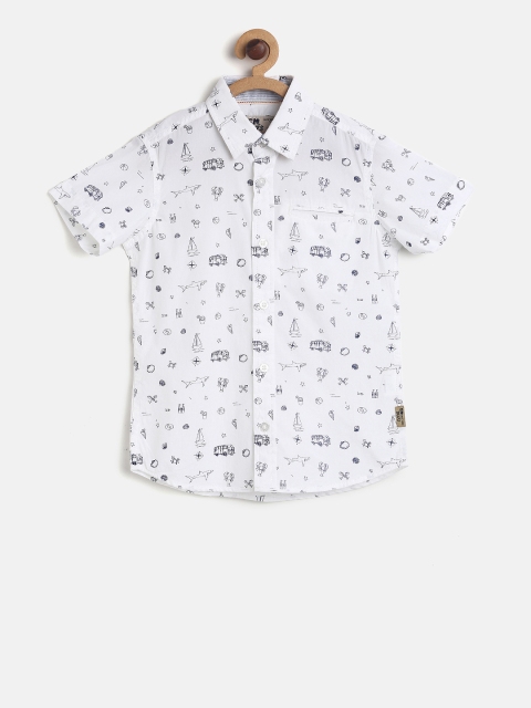 

Flying Machine Boys White Printed Casual Shirt