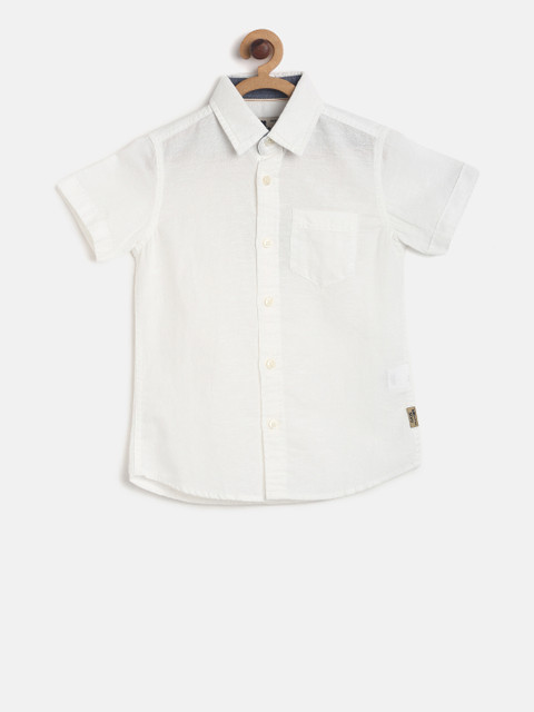 

Flying Machine Boys White Regular Fit Solid Casual Shirt