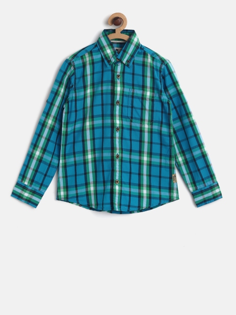 

Flying Machine Boys Green & Blue Regular Fit Checked Casual Shirt