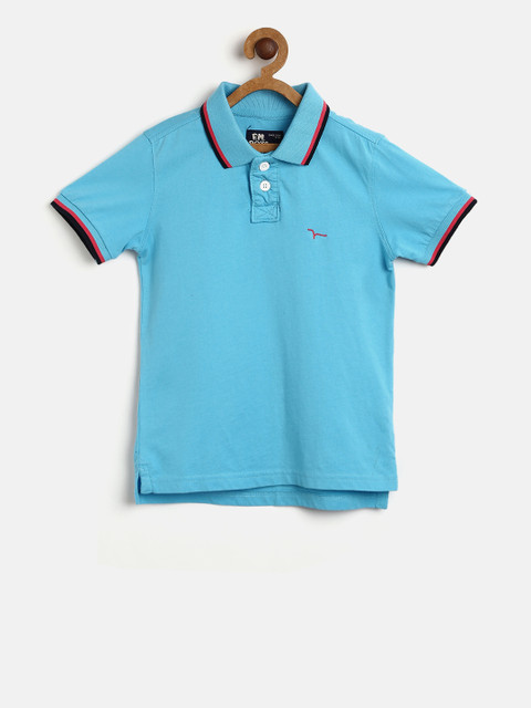 

Flying Machine Boys Blue Solid Polo Collar T-shirt
