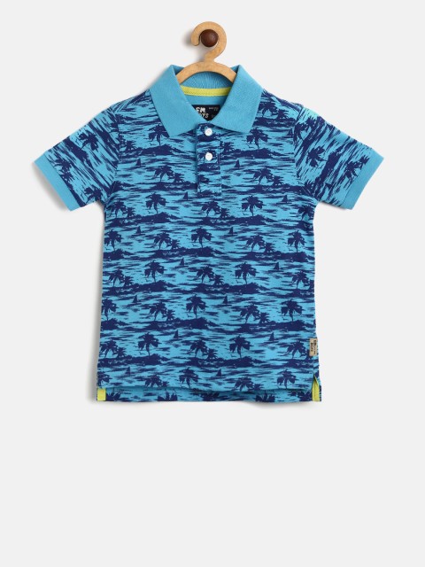 

Flying Machine Boys Blue Printed Polo T-shirt