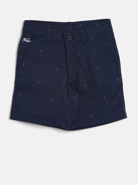 

Flying Machine Boys Navy Blue Printed Regular Fit Cargo Shorts