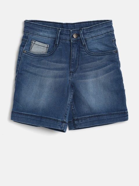

Flying Machine Boys Blue Solid Regular Fit Denim Shorts