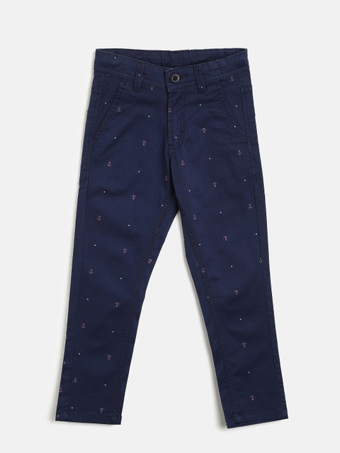 

Flying Machine Boys Navy Blue Slim Fit Printed Regular Trousers