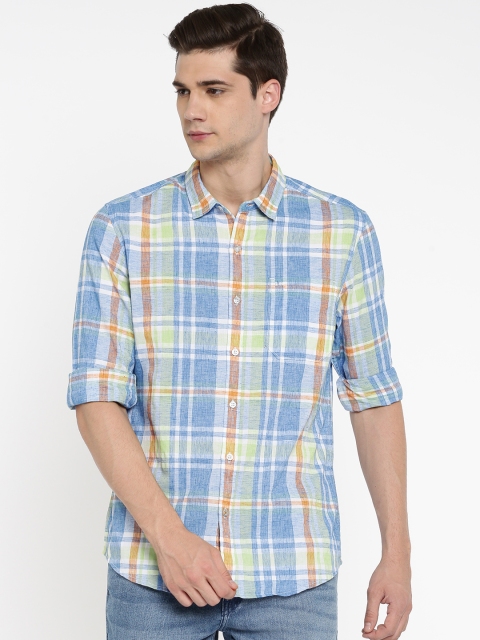 

Lee Men Blue & Yellow Slim Fit Checked Casual Shirt