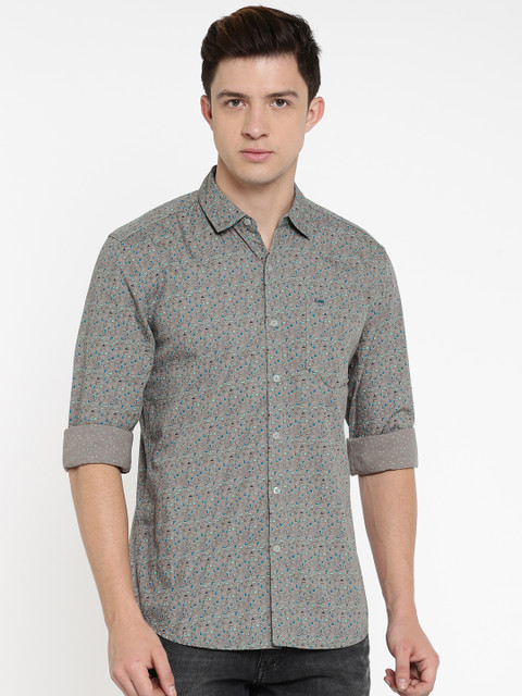 

Lee Men Grey Slim Fit Printed Casual Shirt